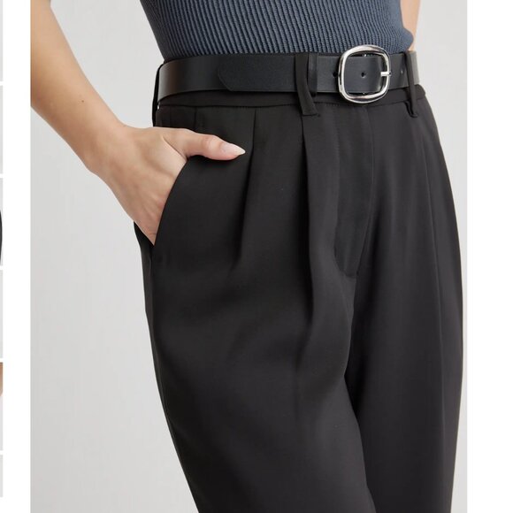 QUINCE Stretch Crepe Pleated Wide Leg Pants - Picture 6 of 8